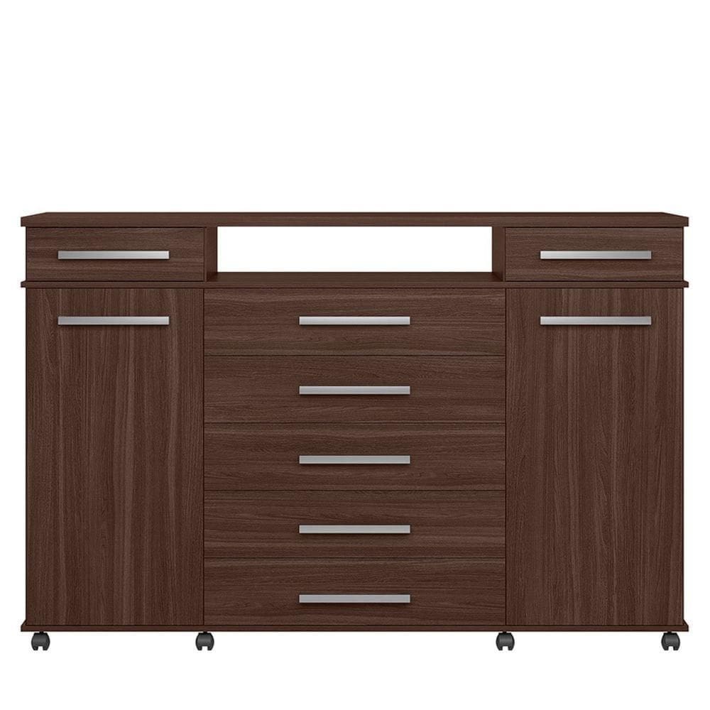 Cômoda Sapateira 2 Portas 7 Gavetas Com Rodízios River Café Touch