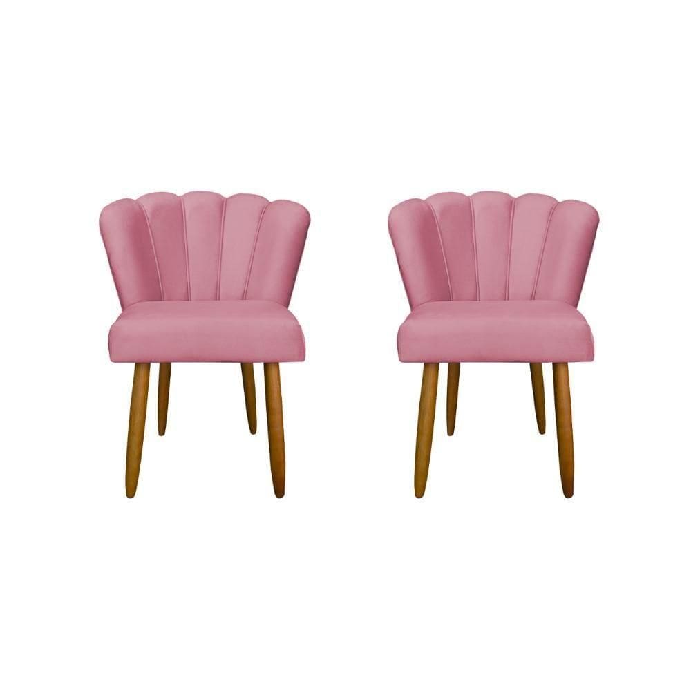 Kit 2 Cadeiras De Jantar Reforçada Flor Confortável Balaqui Decor Rosa