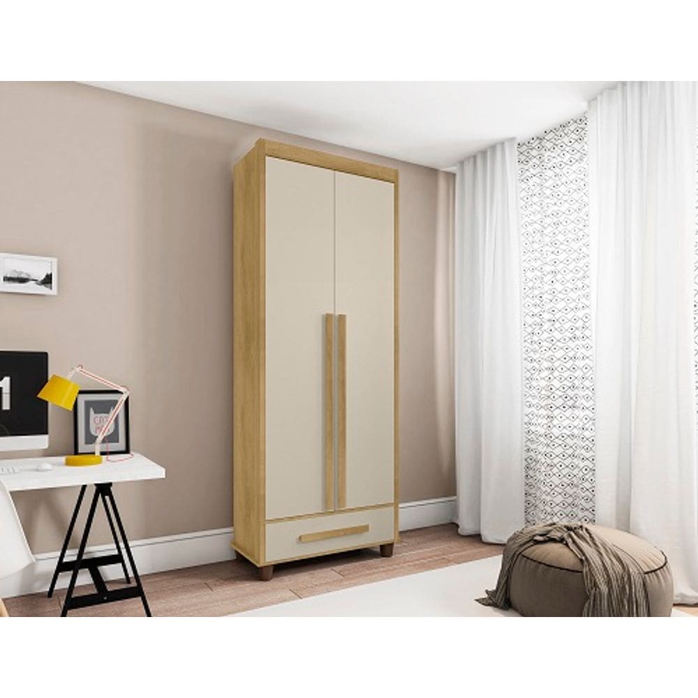 Roupeiro Dubai 2 Portas Cinamomo/Off White – RV Móveis