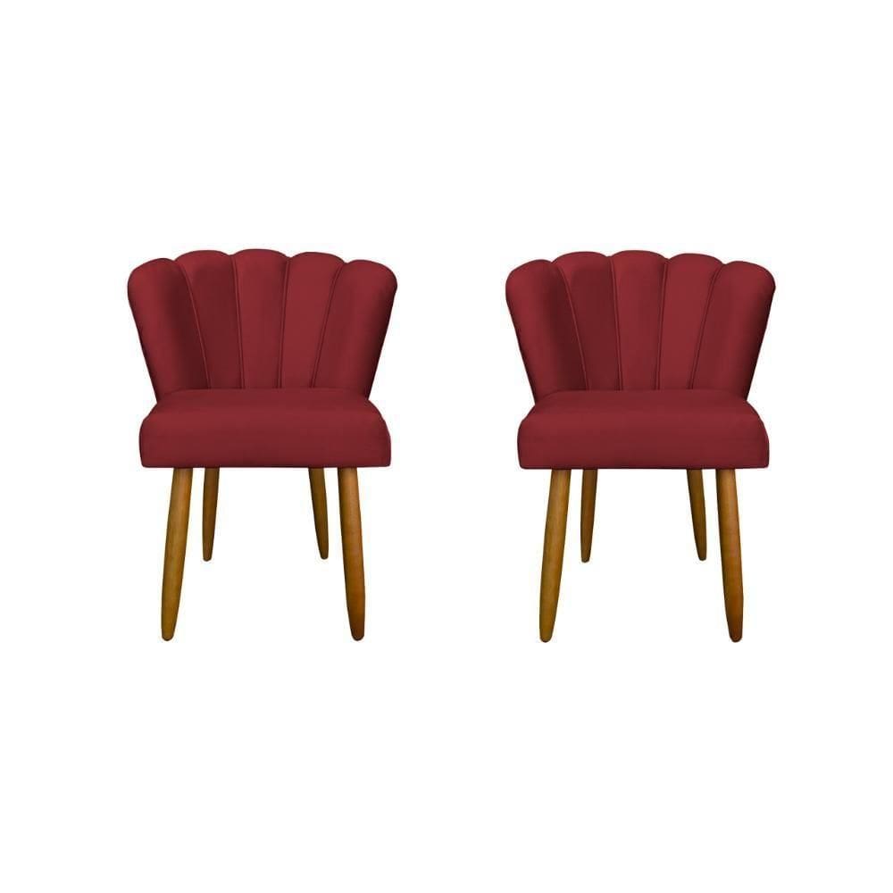 Kit 2 Cadeiras Flor Luxo Mesa De Jantar Moderna Balaqui Decor Vermelho