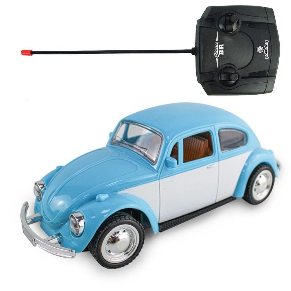 Carrinho De Controle Remoto Fusca Clássico Brinquedo Com Luz Azul