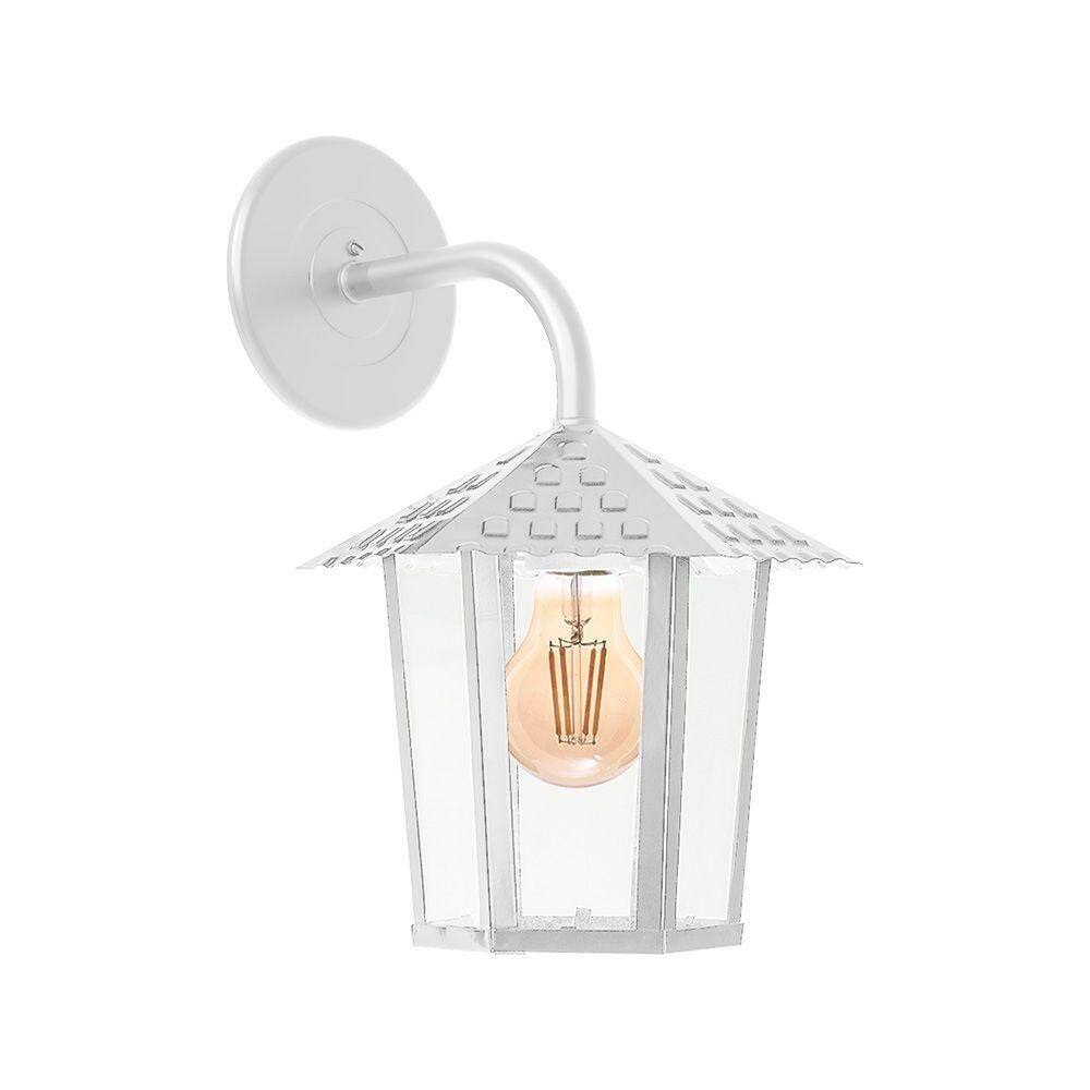 Arandela Blumenau Colonial Sextavada Vidro Liso E27 Bivolt Branco