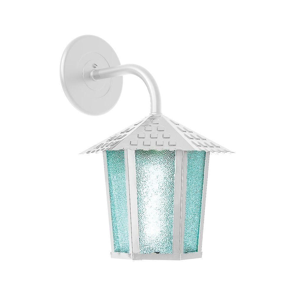 Arandela Blumenau Colonial Sextavada Vidro Pontilhado E27 Bivolt Branco
