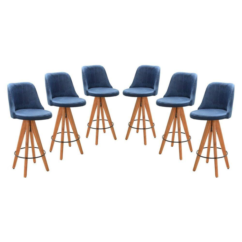 Kit 6 Banquetas Altas Giratórias Júlia Azul
