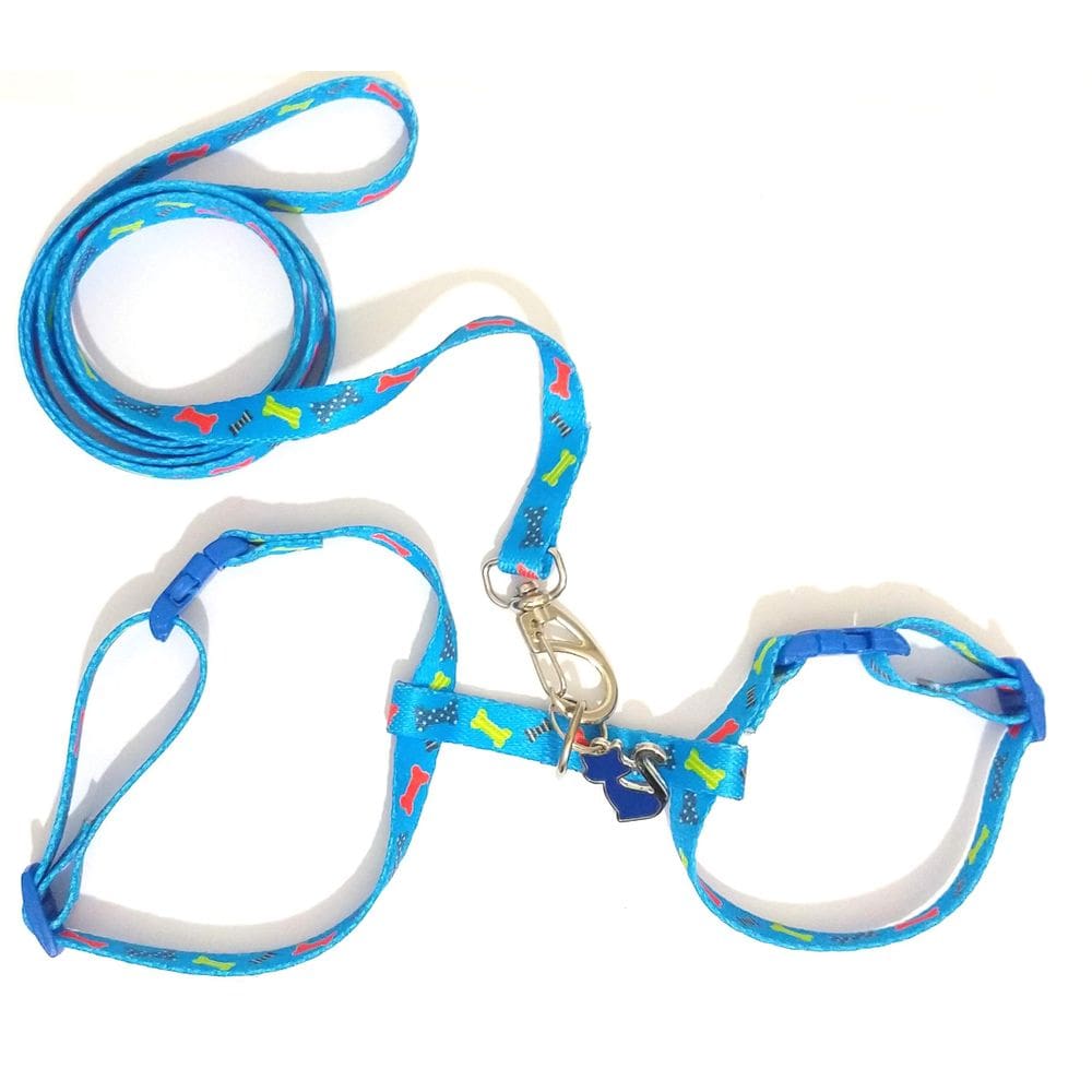 Conjunto Peitoral Pra Gatos Azul  Tam. Único  12Cm A 22Cm