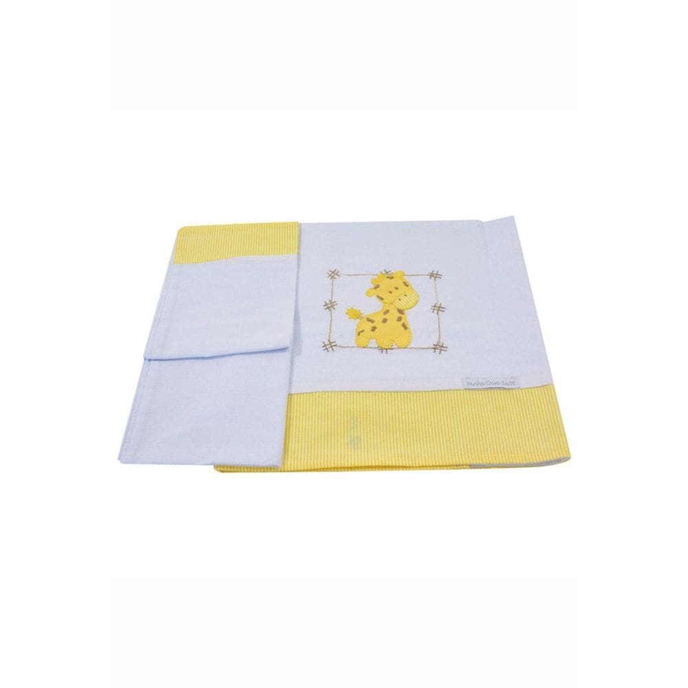 Lençol De Mini Berço Malha 03 Peças Girafa Amarelo