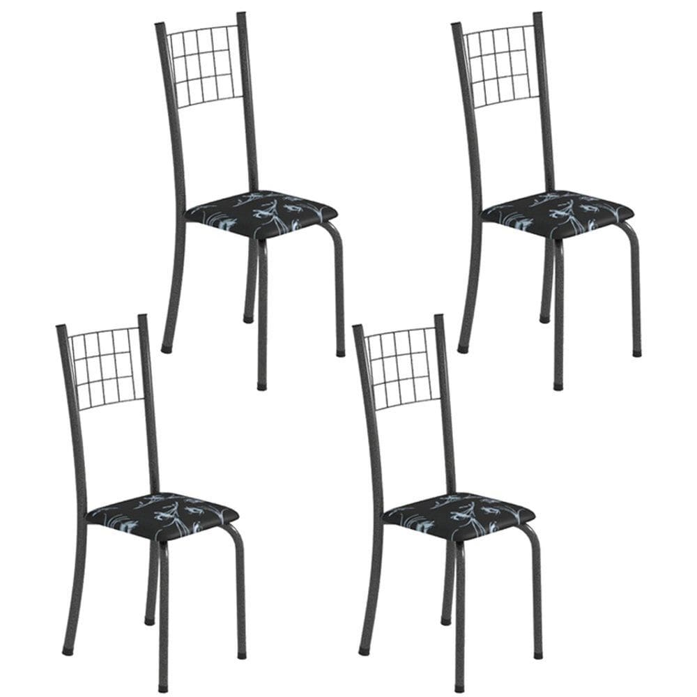 Kit 4 Cadeiras Tubular Dany 95x37x40 Cm Preto /Mart Prata