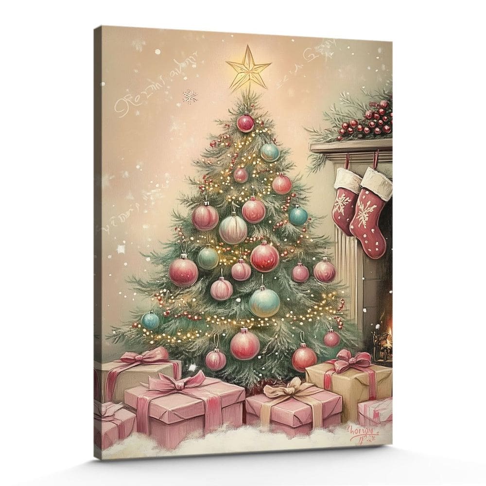 Arte de parede de árvore de Natal GSPQAZ Festive Vintage 40x60cm