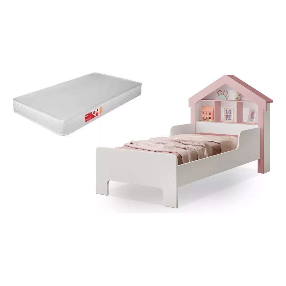 Cama Infantil Casinha Princesa Com Colchão Solteiro 100% Mdf
