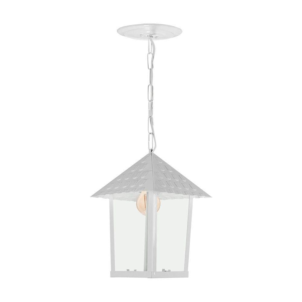 Lustre Pendente Blumenau Colonial Quadrado Vidro Liso E27 Bivolt Branco