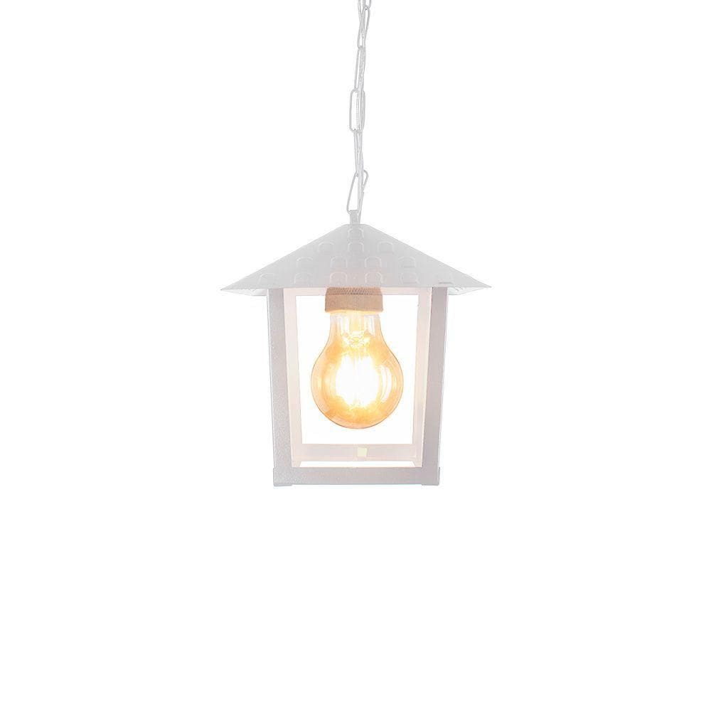 Lustre Pendente Blumenau Colonial Nina Quadrado Vidro Liso E27 Bivolt Branco