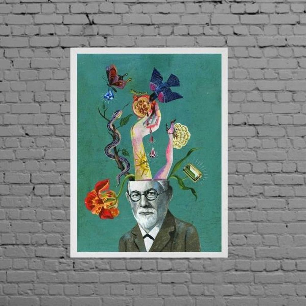 Quadro Artístico Freud Colagem 45X34Cm