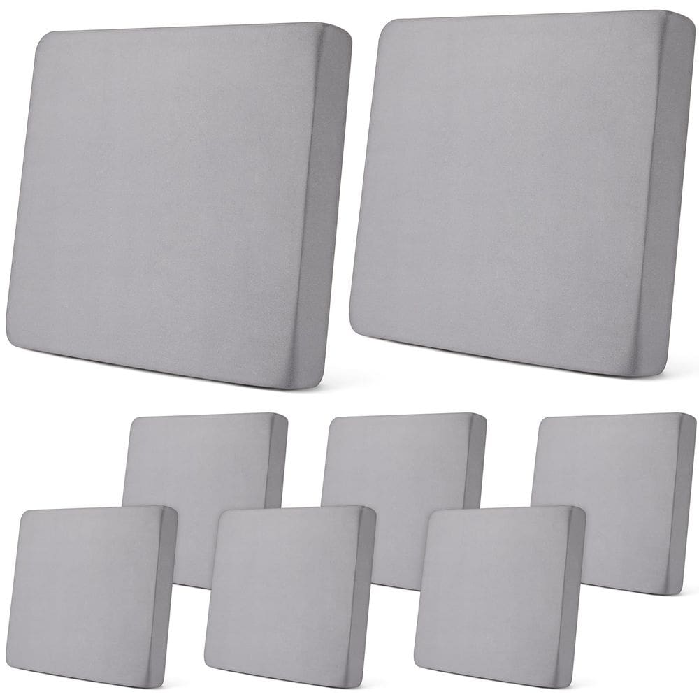 Capas de almofada Newwiee, 8 peças, móveis de exterior elásticos, cinza