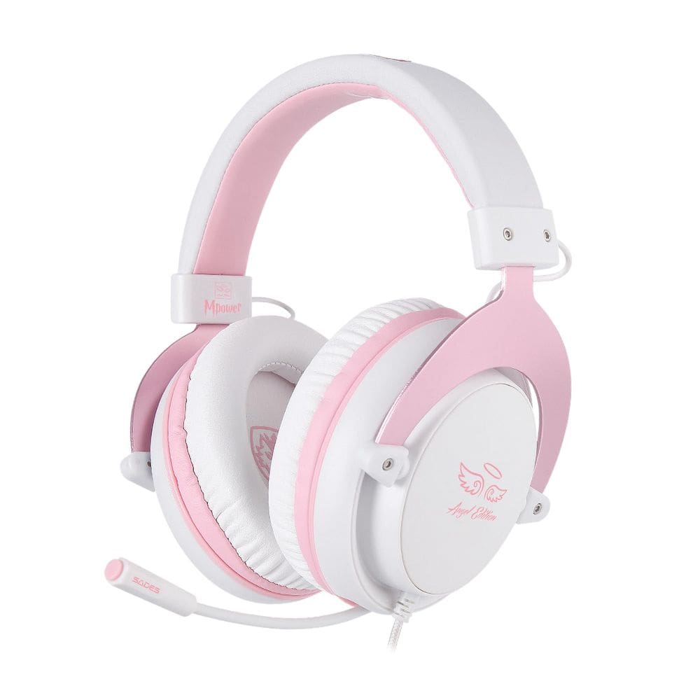Fone de ouvido para jogos USOTSO MPOWER Stereo para PS4 PC Mobile Rosa