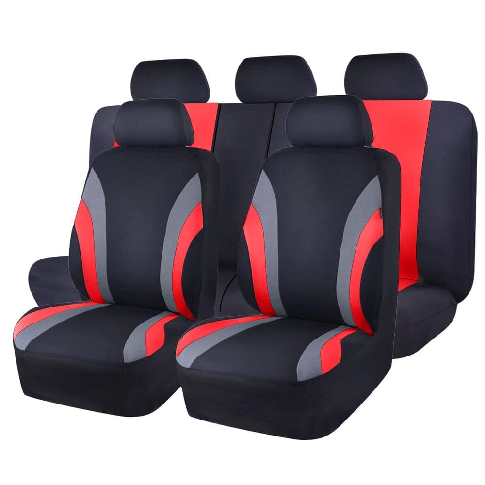 Capa de assento de carro CAR PASS Line Rider Sporty Cloth 11 unidades preta/vermelha