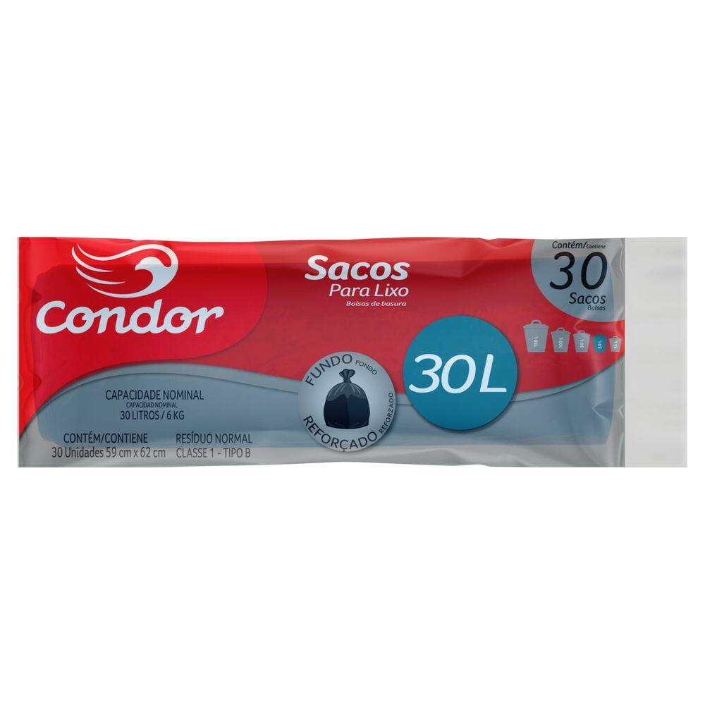 Saco Para Lixo Em Rolo Tipo B 30L Condor 30 Unidades