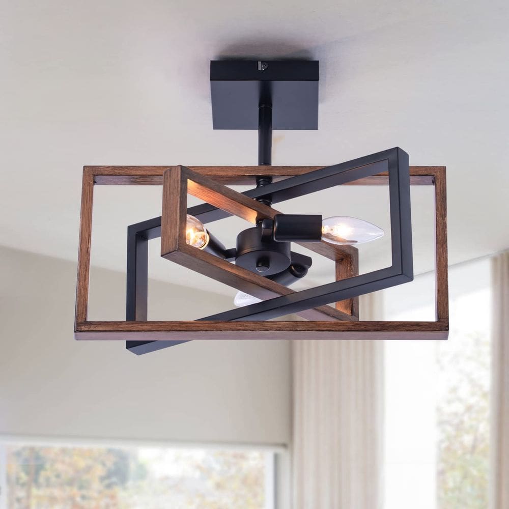 Luminária de teto zhkung Industrial Retangle Flush Mount