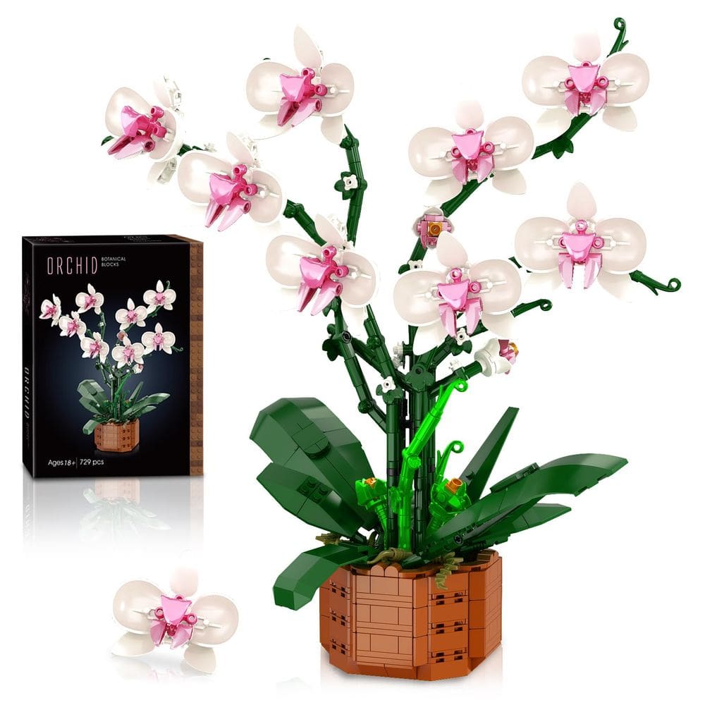 Conjunto de blocos de construção Joniuuca Orchid com luz LED de 729 peças