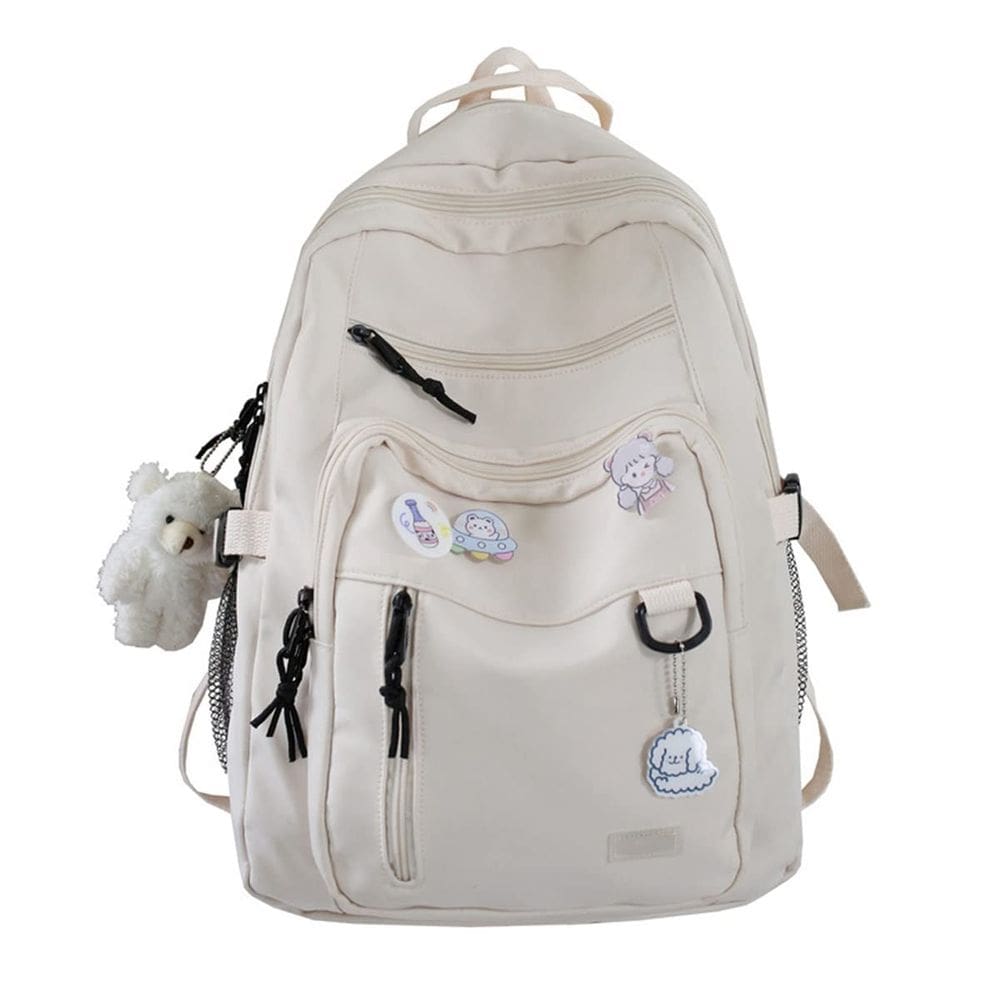 Mochila GAXOS Cute Aesthetic para meninas em viagens escolares, branca
