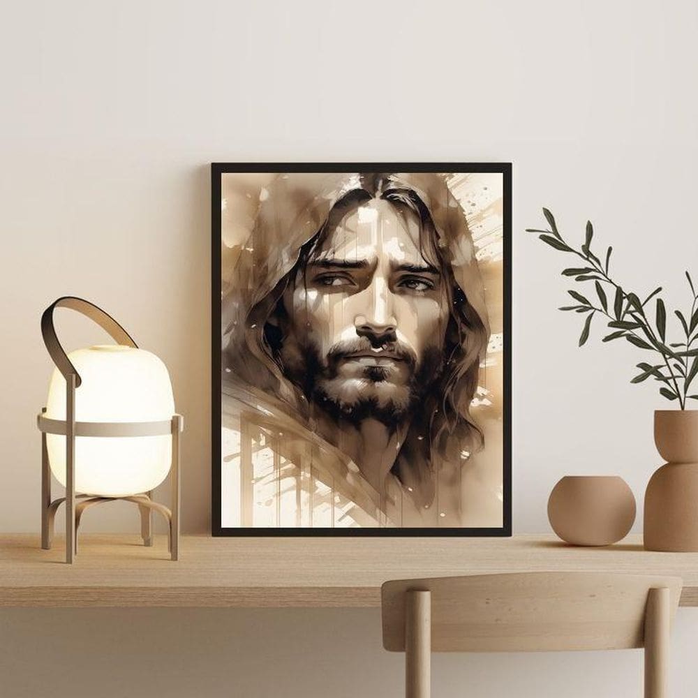 Quadro Moderno Monocromático Jesus 45X34Cm