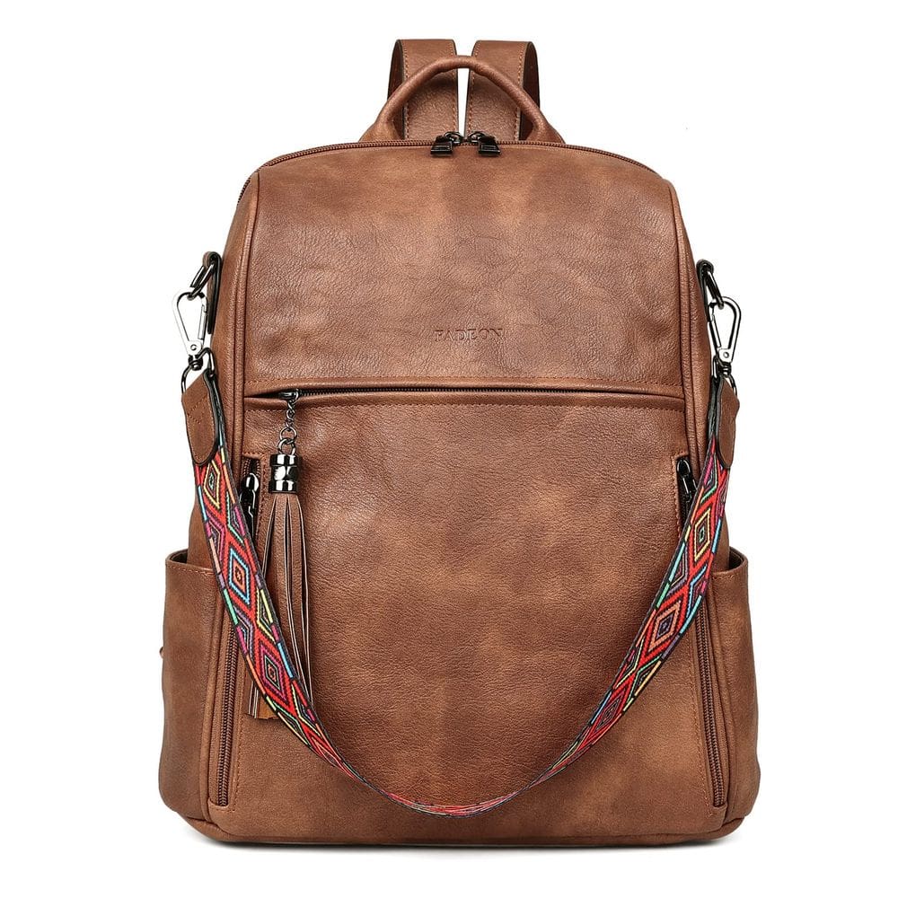 Bolsa de mochila FADEON Leather para mulheres de viagem marrom