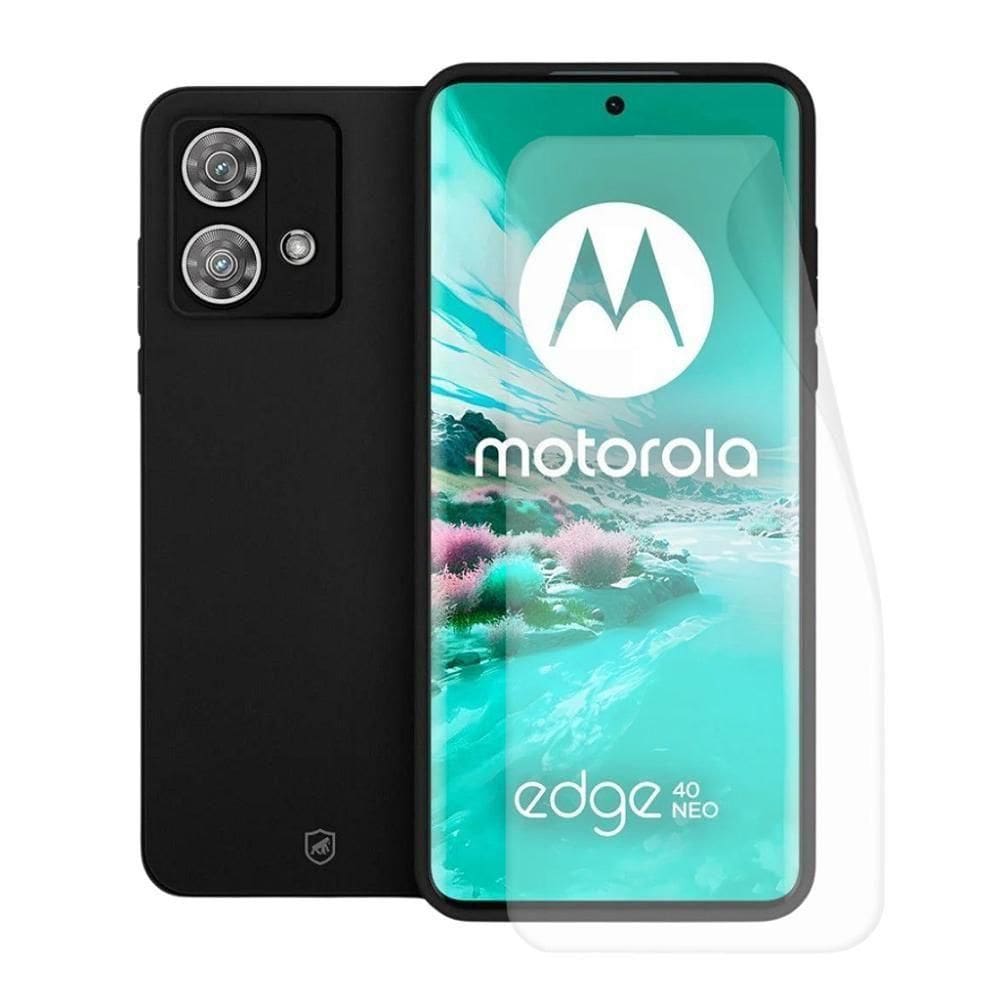 Kit Capa Silicon Veloz E Película Hydrogel Hd Para Motorola Moto Edge 40 Neo - Gshield