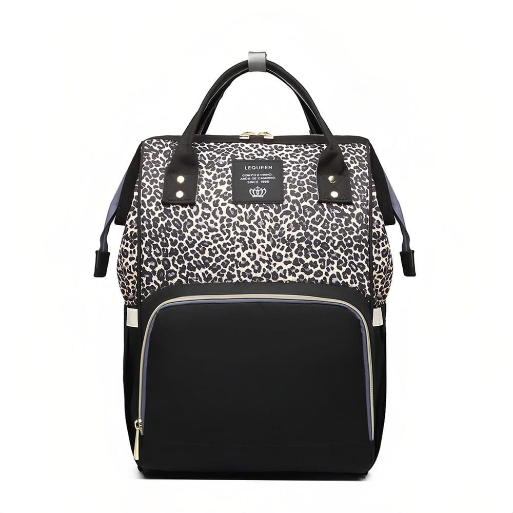 Mochila para fraldas Armbq Leopard Print impermeável marrom