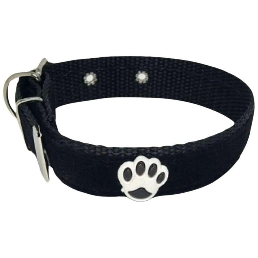 Coleira Camurça Aplique Cachorro Nicapet 25Mm Cor Preta Nº 6