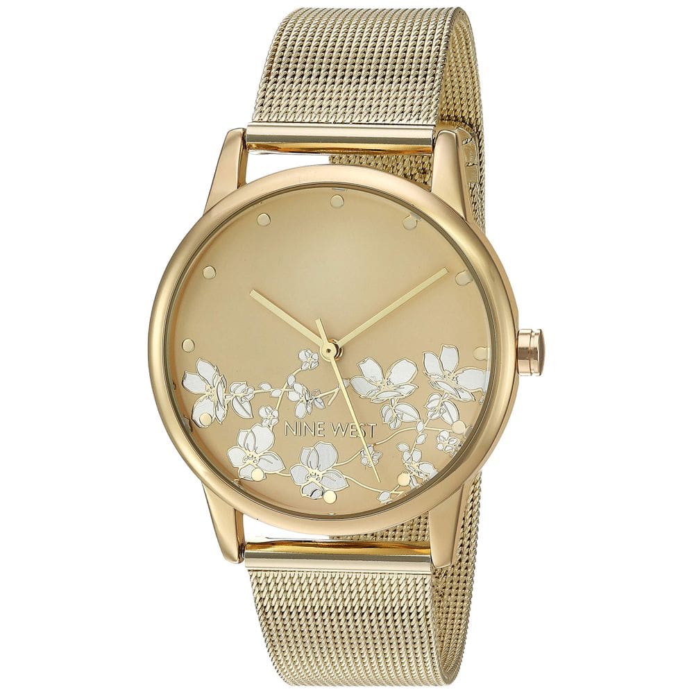 Relógio Nine West Women com mostrador floral com pulseira de malha