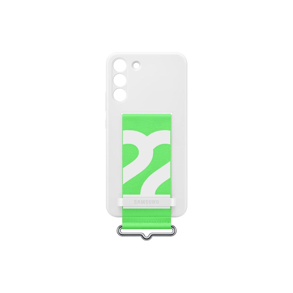 Capa de telefone Samsung Galaxy S22+ de silicone com alça branca
