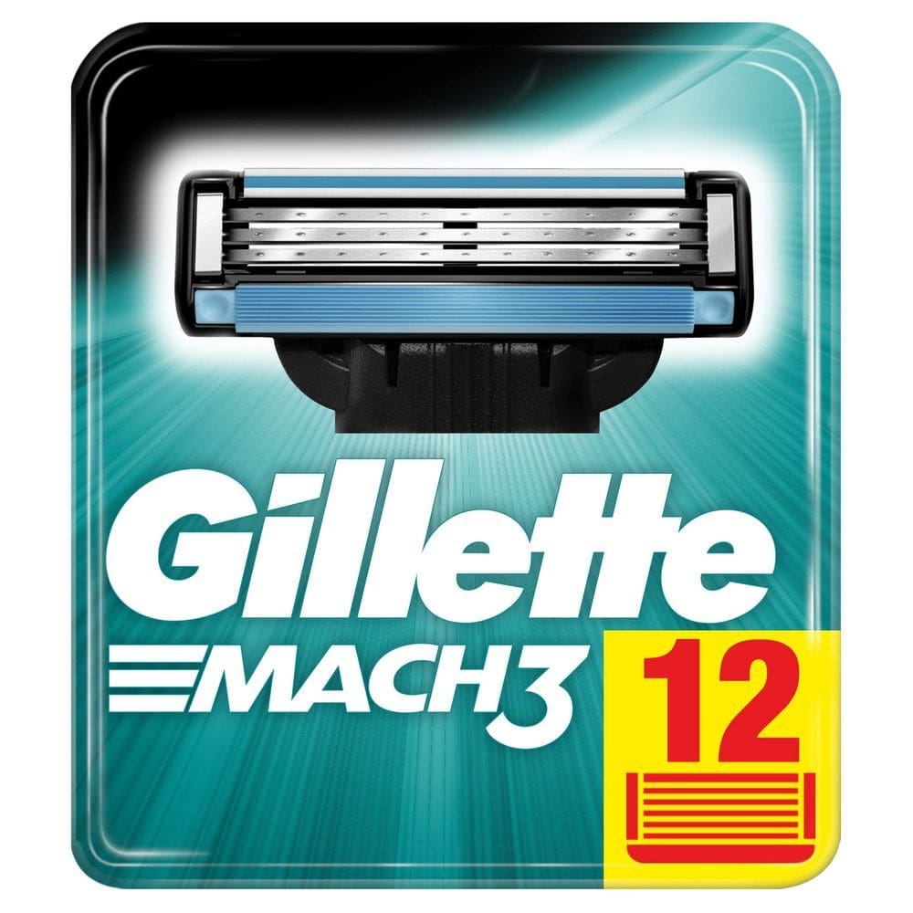 Lâminas de barbear Gillette Mach3 para homens 12 peças