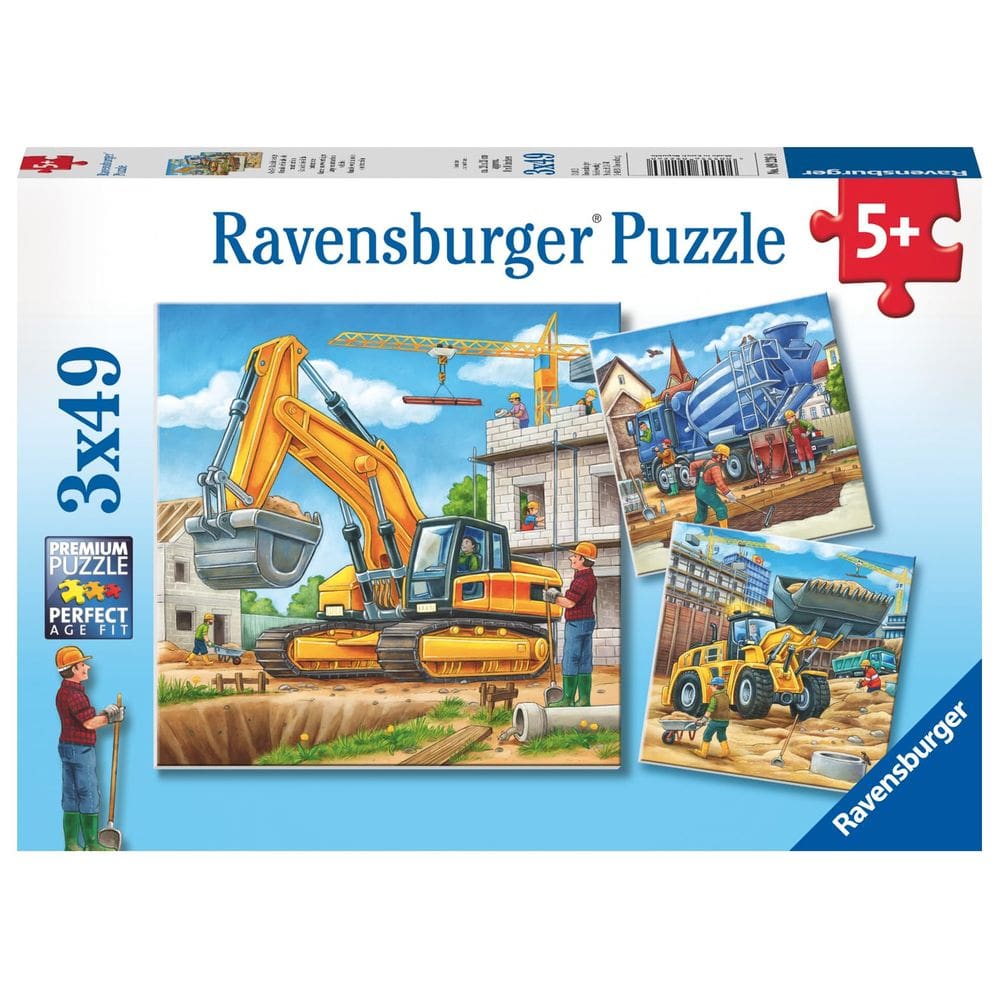 Quebra-cabeça Ravensburger, veículos de construção grandes, 3x49 unidades