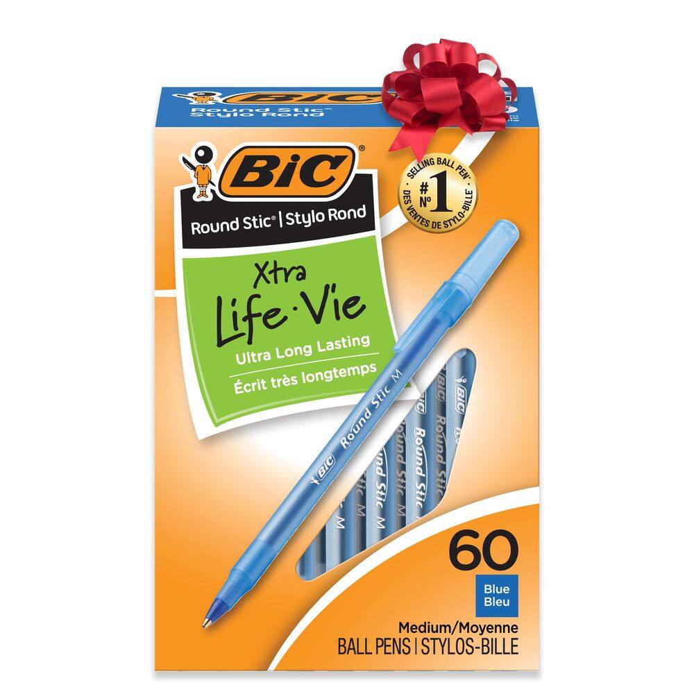 Canetas esferográficas BIC Round Stick Xtra Life Medium Blue 60 unidades