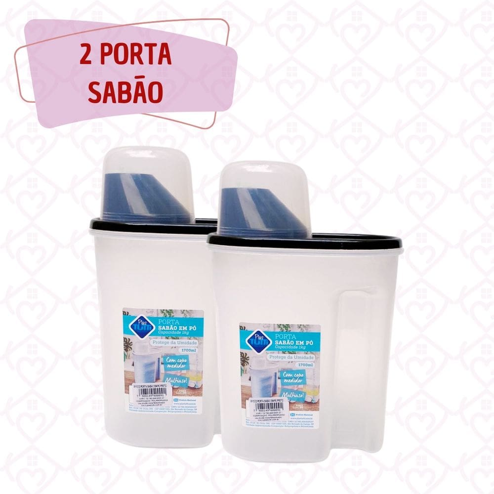 Porta Sabão em Pó Resistente Prático com Copo Medidor 2 Uni