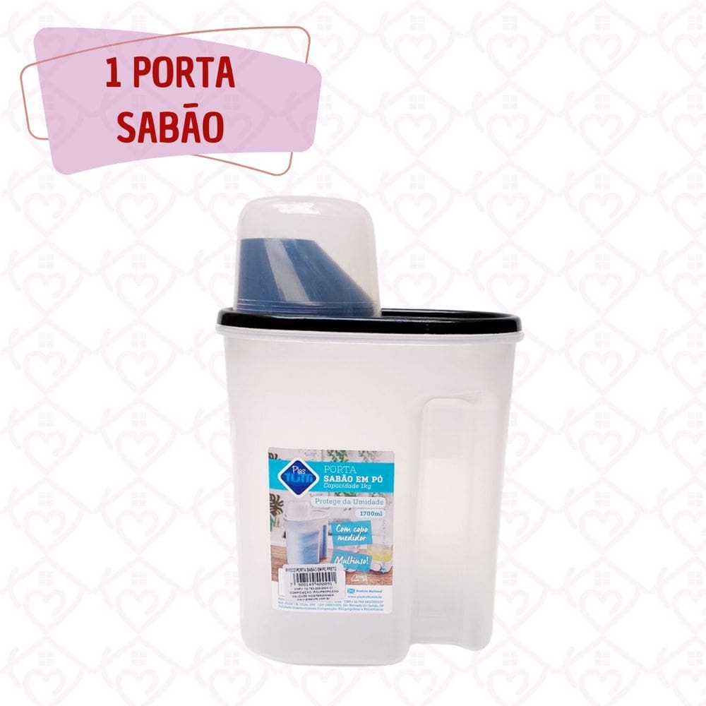 Porta Sabão em Pó Resistente Prático com Copo Medidor 1 Uni