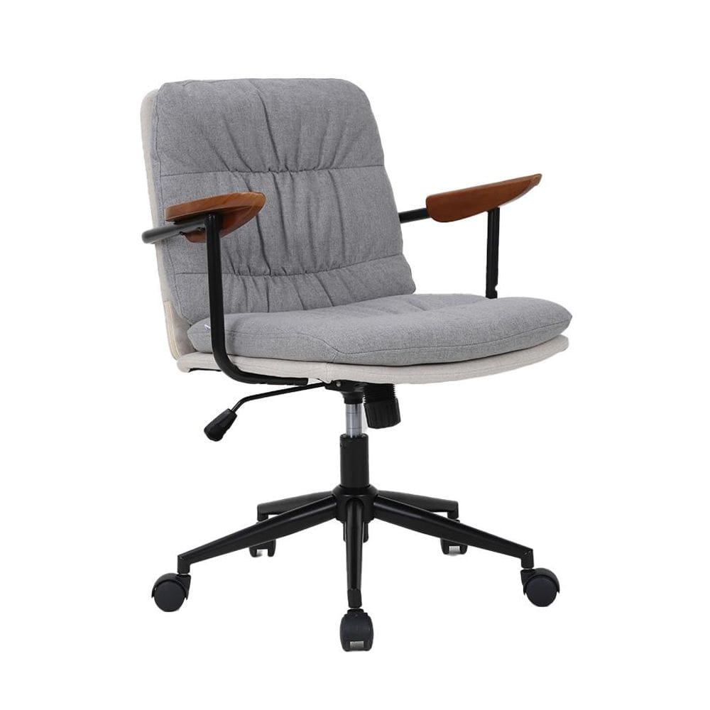 Cadeira de Escritório Secretária Giratória Bennett Cinza e Bege