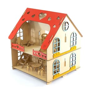 Casinha de Bonecas Madeira com Móveis KitopToy