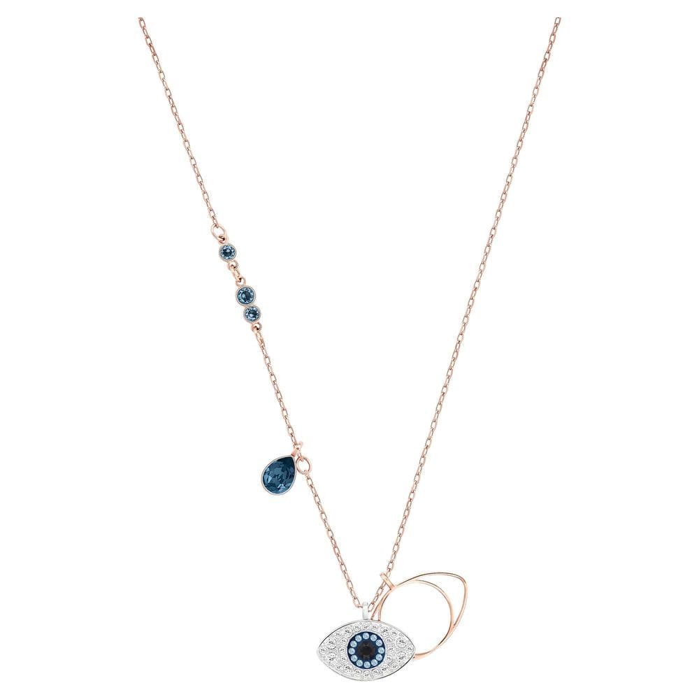 Colar SWAROVSKI Symbolica Evil Eye Blue com acabamento em metal