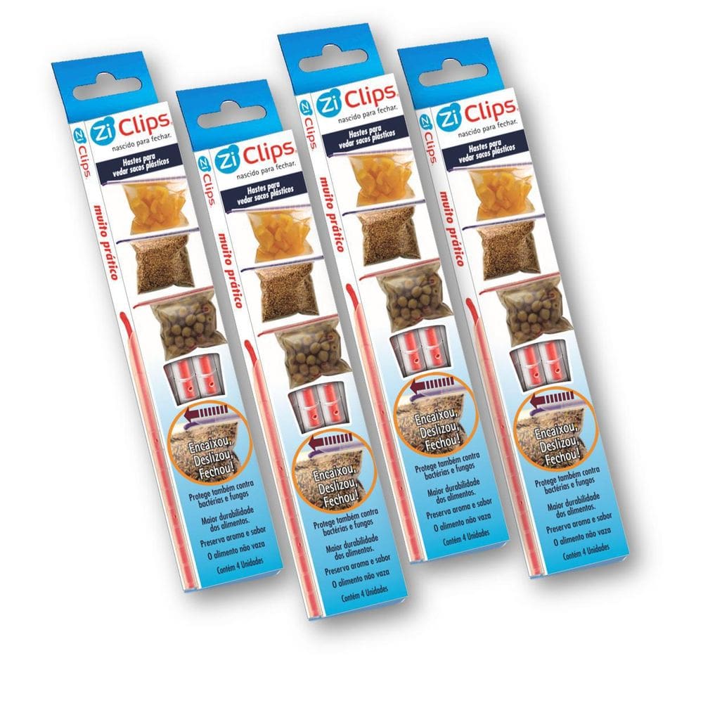 Vedador De Embalagens Ziclips 4 Cxs Kit Mix C/4 - 2P,2G