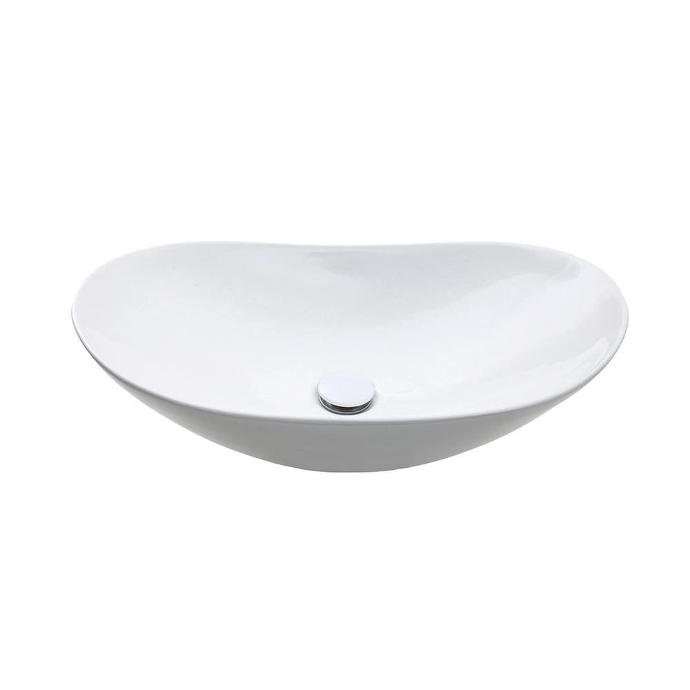 Cuba de Apoio para Banheiro Oval Louça Cerâmica Esfena Pingoo.casa - Branco