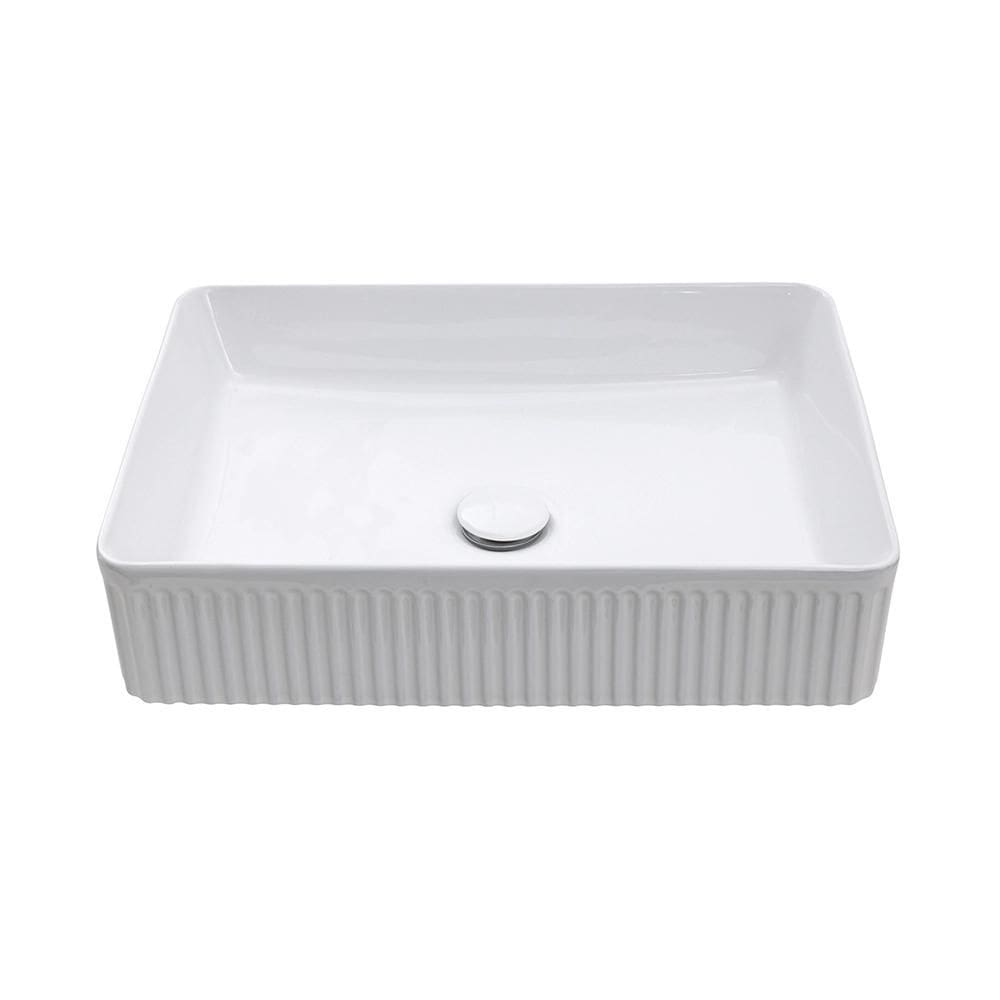 Cuba de Apoio para Banheiro Retangular Louça Cerâmica Selenita Pingoo.casa - Branco