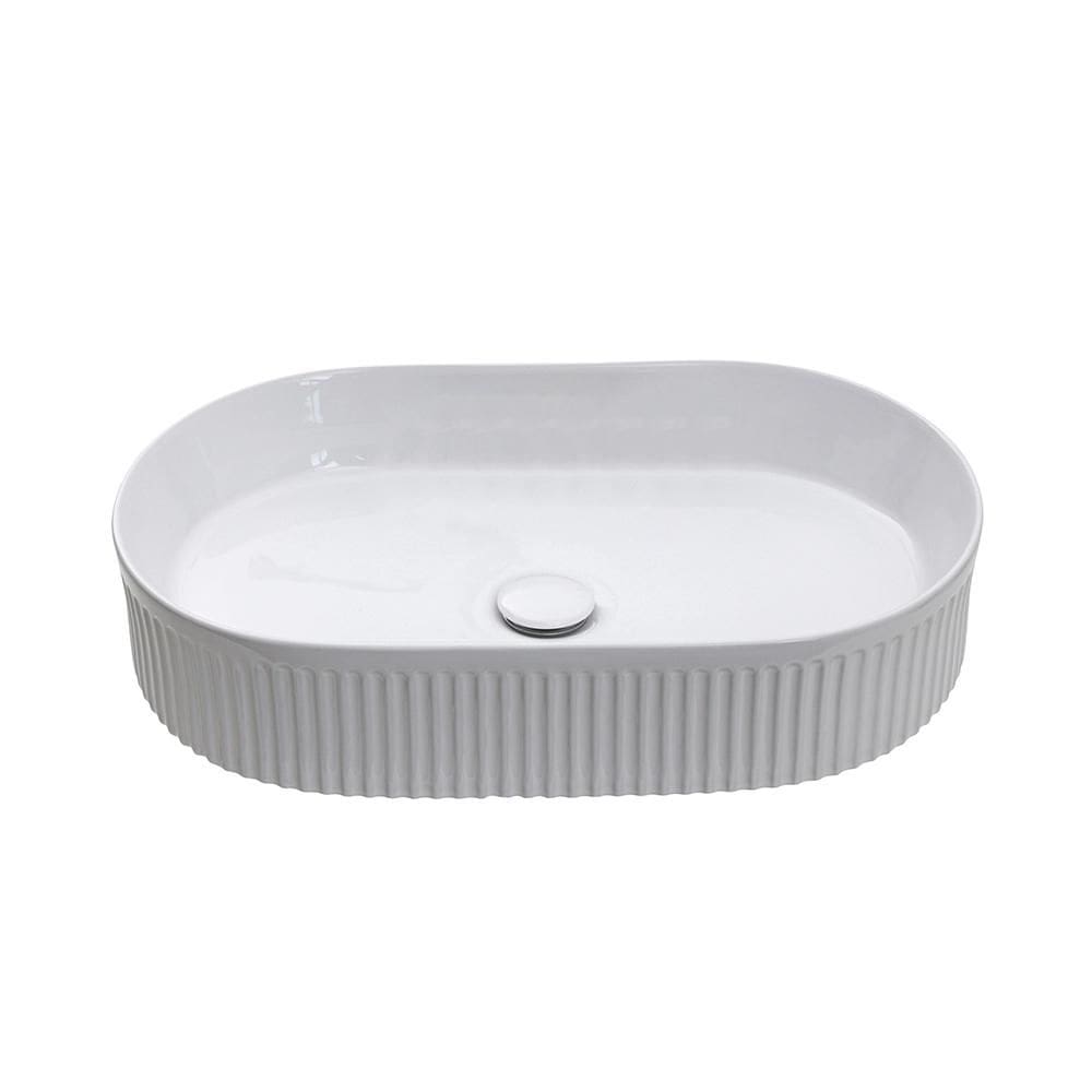 Cuba de Apoio para Banheiro Oval Louça Cerâmica Selenita Pingoo.casa - Branco