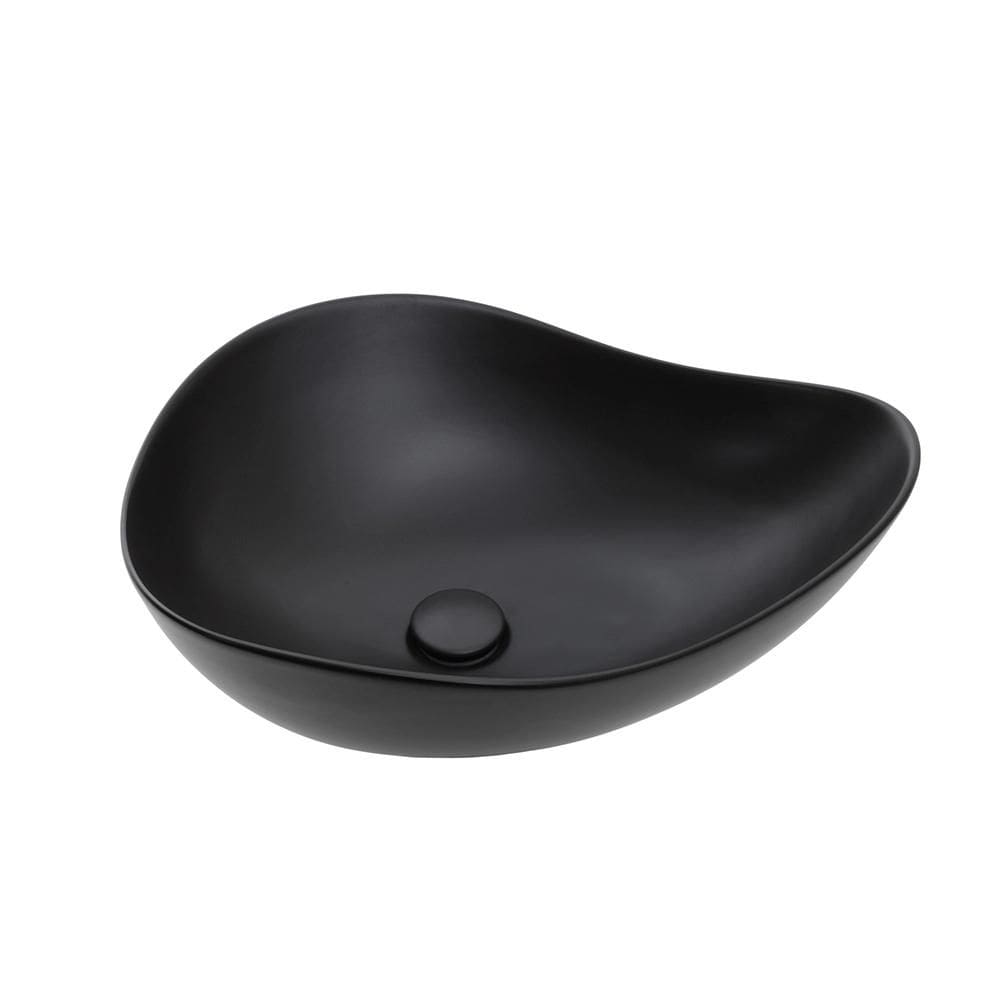 Cuba de Apoio para Banheiro Oval Louça Cerâmica 51cm Obsidiana Pingoo.casa - Preto