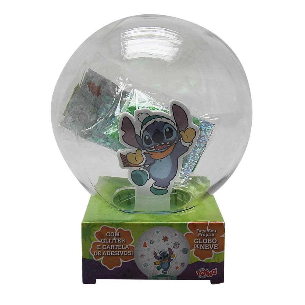 Brinquedo Globo De Neve Stitch Com Glitter E Adesivos Toyng