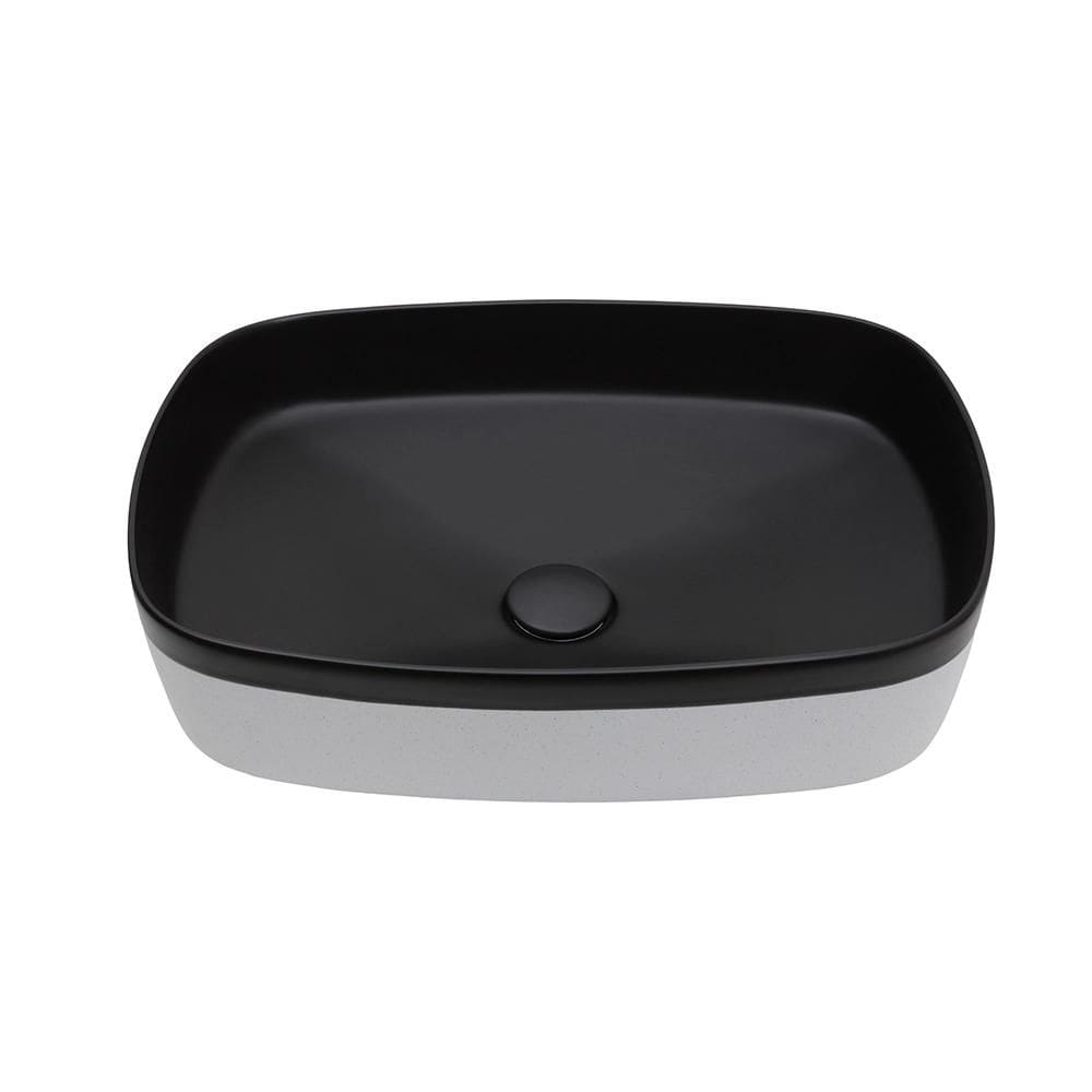 Cuba de Apoio para Banheiro Retangular Louça Cerâmica Coral Pingoo.casa - Preto e Branco