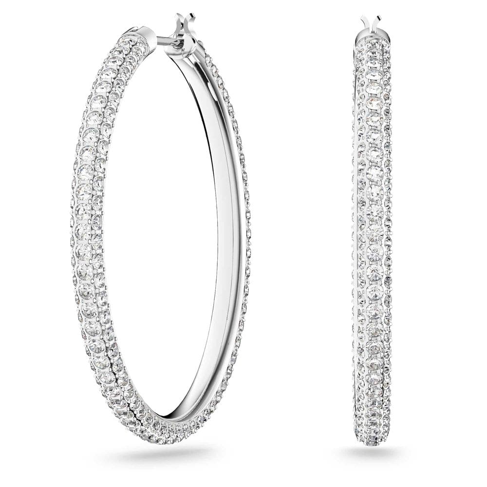 Brincos Swarovski Dextera Hoop com cristais brancos femininos