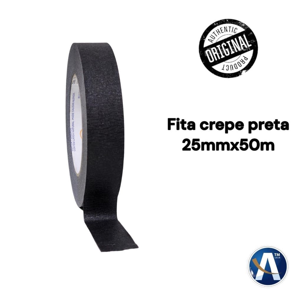 Fita Crepe Preta 720 Profissional 25Mmx50M