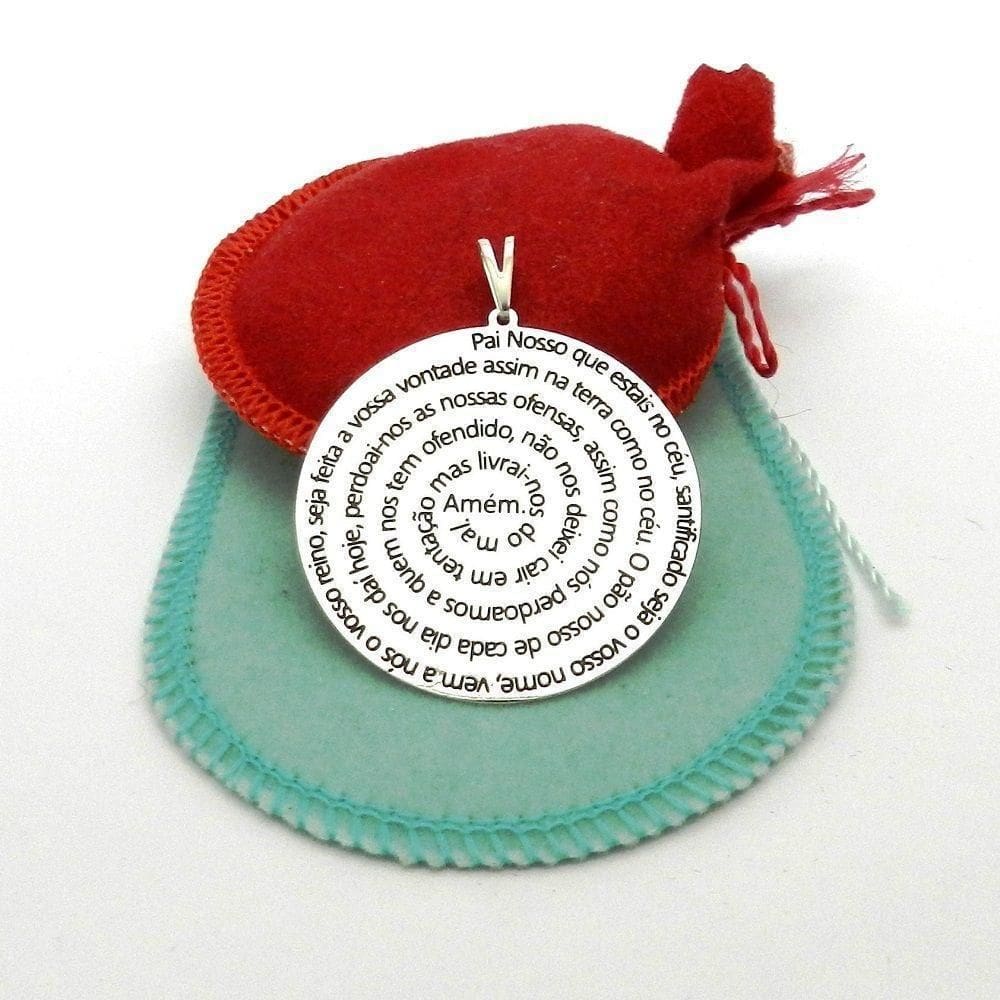 Pingente Oração Pai Nosso 4Cm Folheada Prata Pi124