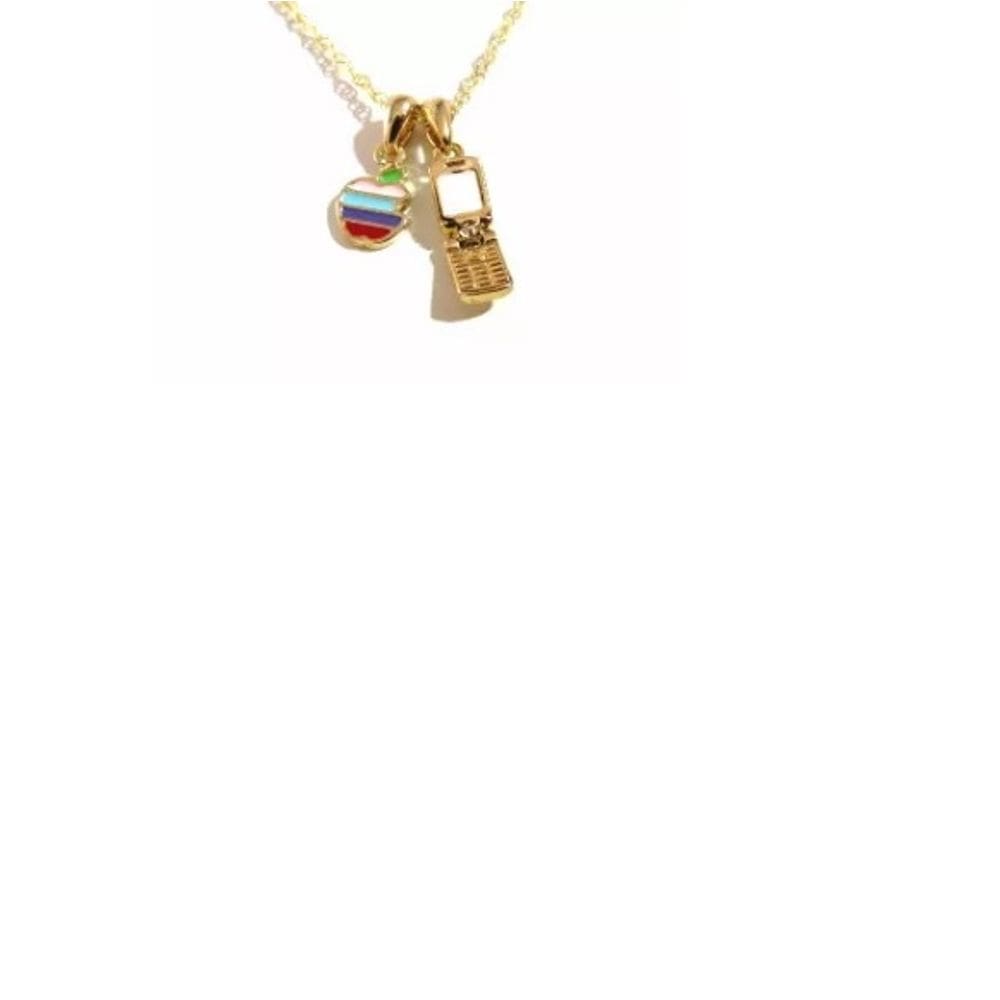 Colar Cordão Gargantilha Celular Maça Folheado 18k