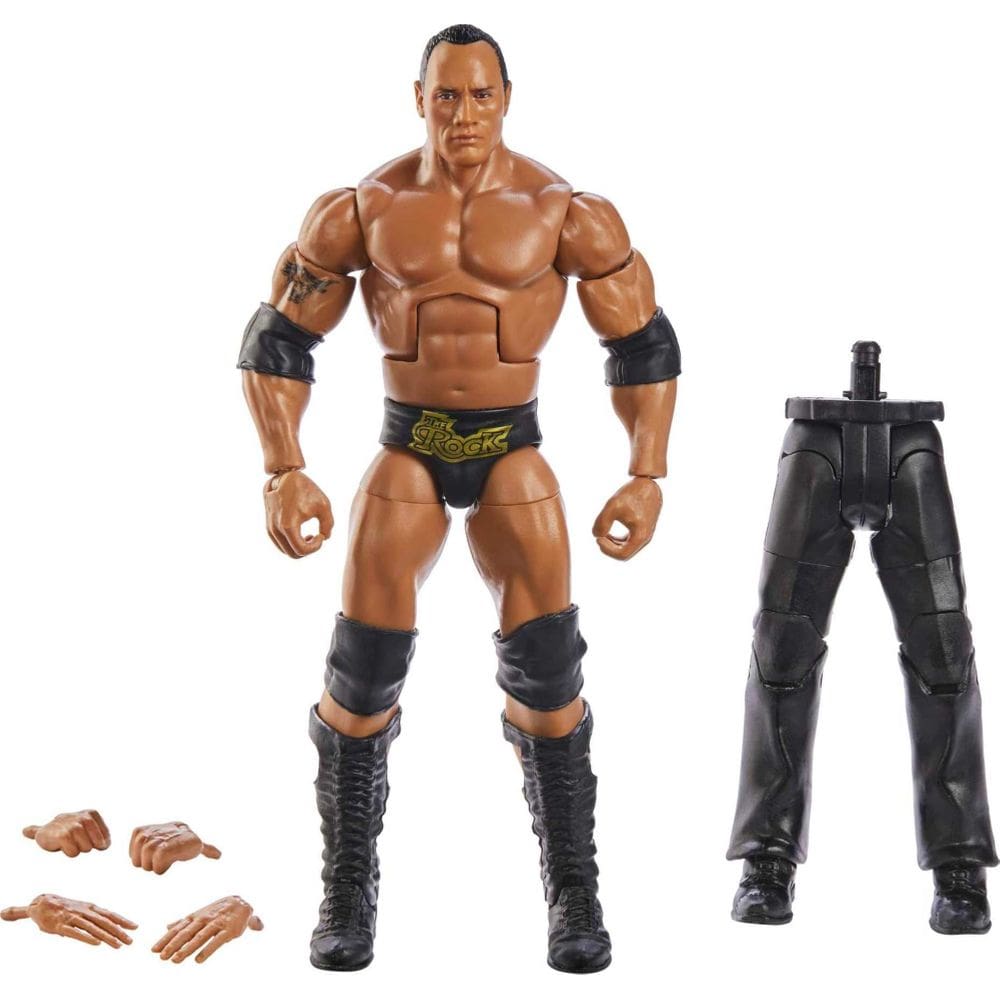 Boneco de ação Mattel WWE The Rock WrestleMania Elite de 6 polegadas